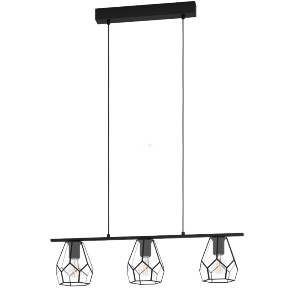 Függesztett lámpa három foglalattal, fekete (Mardyke)