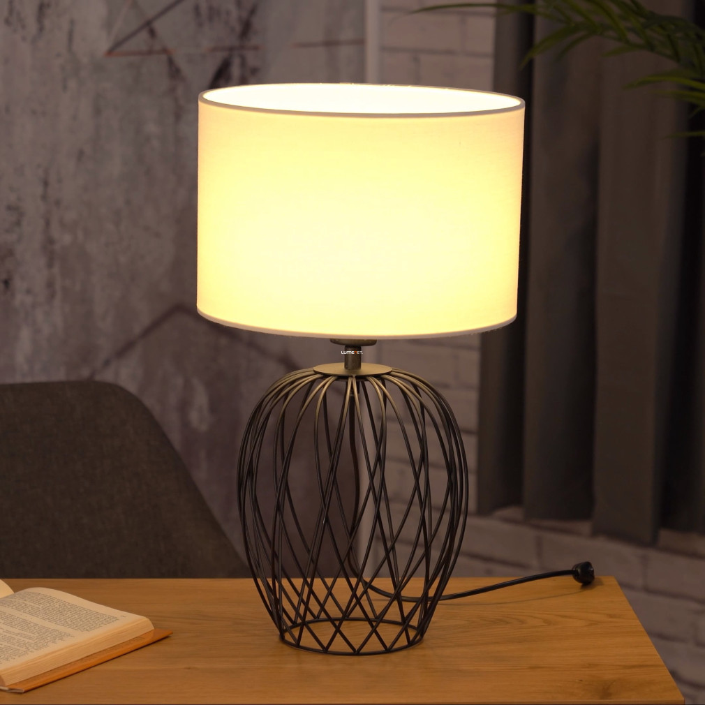 Lampa de masă din material textil, culoare albă, 51 cm - Nimlet Eglo 43652, cu soclu 1xE27