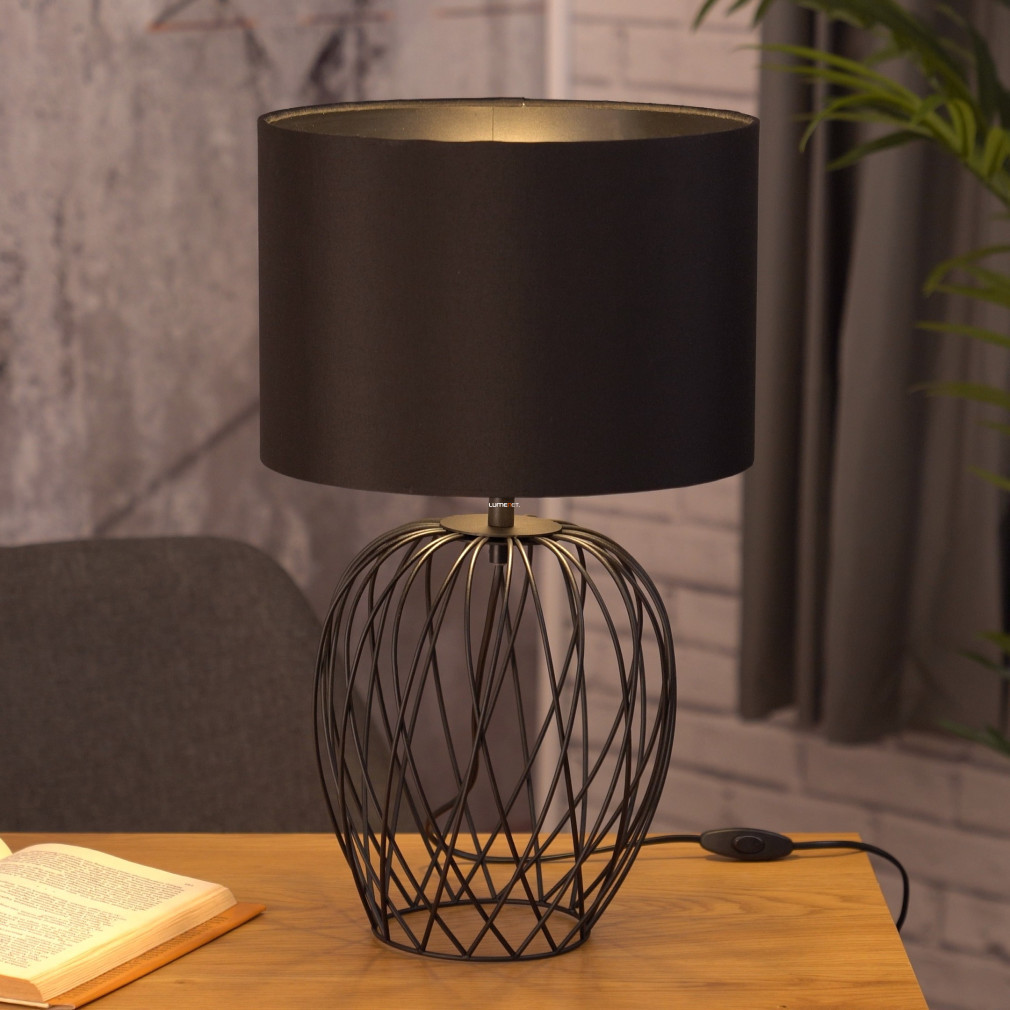 Lampa de masă neagră, textilă, 51 cm - Nimlet Eglo 43653, cu soclu 1xE27