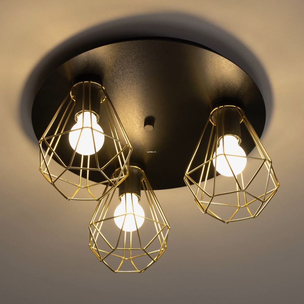 Lampa de tavan cu trei becuri, 45 cm, negru-alamă - Tarbes Eglo 43654