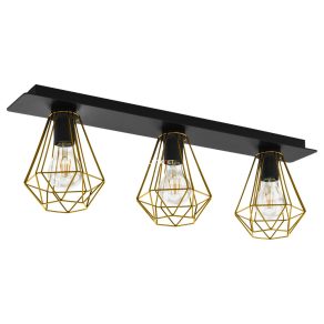   Lampă de tavan cu trei socluri, negru și alamă - Tarbes Eglo 43655