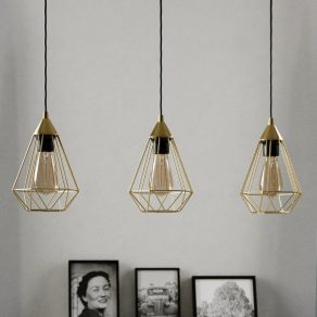   Lampă suspendată cu trei socluri, alamă - Tarbes Eglo 43682