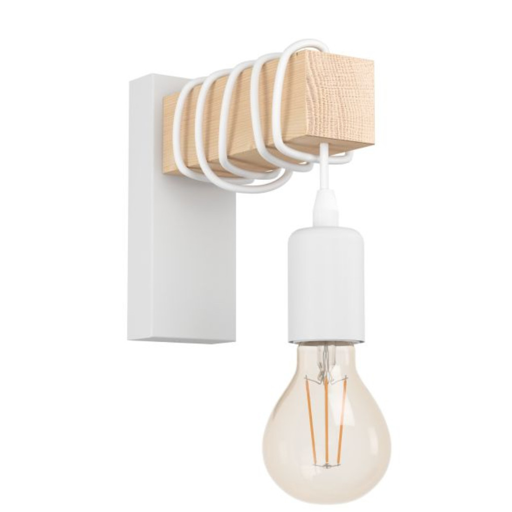 Lampa de perete, culoare alb-lemn - Townshend Eglo 43706