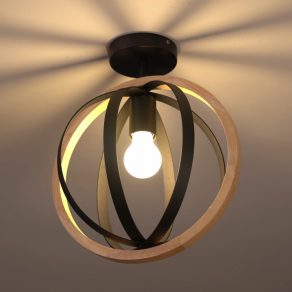   Lampă de tavan, negru și culoarea lemnului - Basildon Eglo 43736