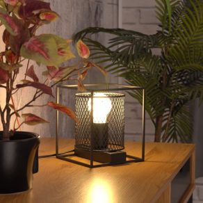   Lampă de masă din plasă metalică, neagră, 19 cm - Catterick Eglo 43774, cu soclu 1xE27