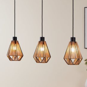   Lampă suspendată cu trei socluri, negru și maro - Adwickle Eglo 43777