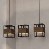 Lampă suspendată cu trei socluri, negru și maro - Evesham Eglo 43805