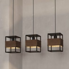   Lampă suspendată cu trei socluri, negru și maro - Evesham Eglo 43805