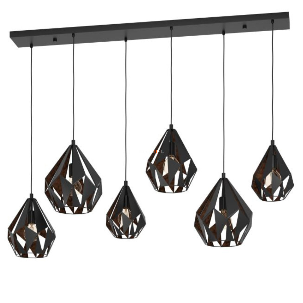 Lampa suspendată cu șase becuri, negru-cupru - Carlton Eglo 43846