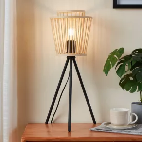   Lampă de masă cu trepied, naturală, 57 cm - Hykeham Eglo 43854, cu soclu 1xE27, 220-240 V