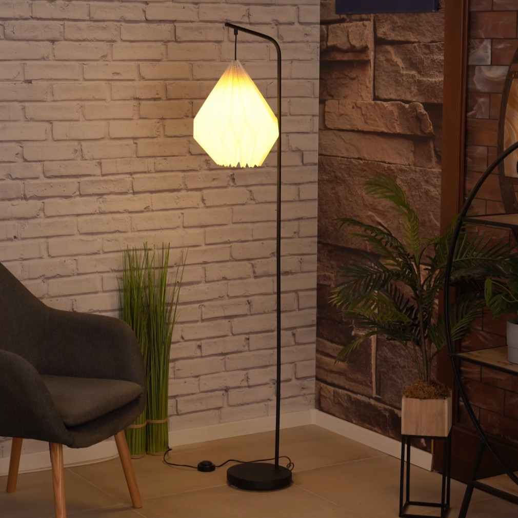 Lampa de podea, 159 cm - Minting Eglo 43895, hârtie, cristal, 1xE27 soclu