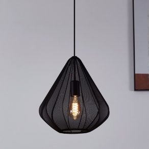   Lampă suspendată din material textil, abajur în formă de picătură, efect aerisit, 33,5 cm - Dolwen Eglo 43994, cu soclu 1xE27, 220-240 V