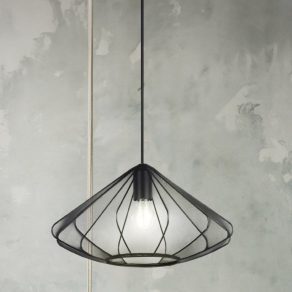   Lampă suspendată din material textil, abajur în formă de picătură, efect aerisit, 42,5 cm - Dolwen Eglo 43995, cu soclu 1xE27, 220-240 V