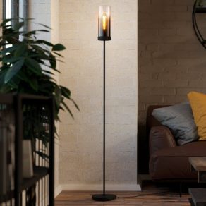   Lampă de podea cu abajur din sticlă care schimbă culoarea, 153,5 cm - Toothill Eglo 44004, comutator cu picior, soclu 1xE27, IP20, 220-240 V