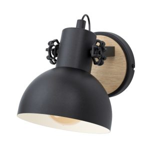   Aplică de perete, negru și culoarea lemnului - Lubenham Eglo 44057