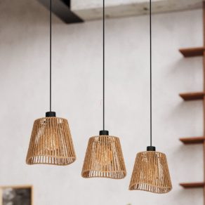   Lampă suspendată naturală în stil boho - Lavister Eglo 44073, cu soclu 3xE27, 220-240 V