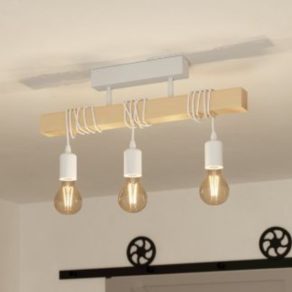   Lampă de tavan cu trei socluri, culoare alb-lemn - Townshend Eglo 44082