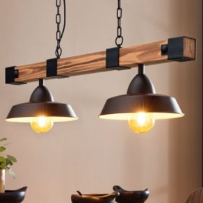   Lampă suspendată rustică, neagră, cu două socluri - Oldbury Eglo 44085