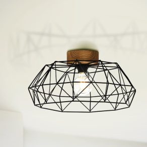   Lampă de tavan, negru și culoarea lemnului - Padstow Eglo 44088