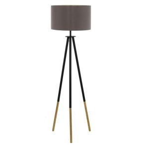   Lampă de podea cu comutator la picior, 154 cm - Bidford Eglo 44098, lemn, textil, 1xE27 soclu