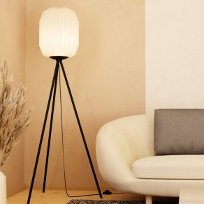   Lampă de podea cu trepied și abajur din hârtie, 141,5 cm - Belgrave Eglo 44104, comutator cu picior, soclu 1xE27, IP20, 220-240 V