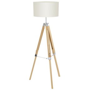   Lampă de podea, 150 cm, culoare bej-lemn - Lantada Eglo 44114, comutator pe cablu, textil, cu soclu 1xE27