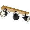 Lampă spot cu trei socluri, negru și culoarea lemnului - Gatebeck Eglo 49078