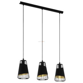   Lampă suspendată cu trei socluri, negru și auriu - Austell Eglo 49448