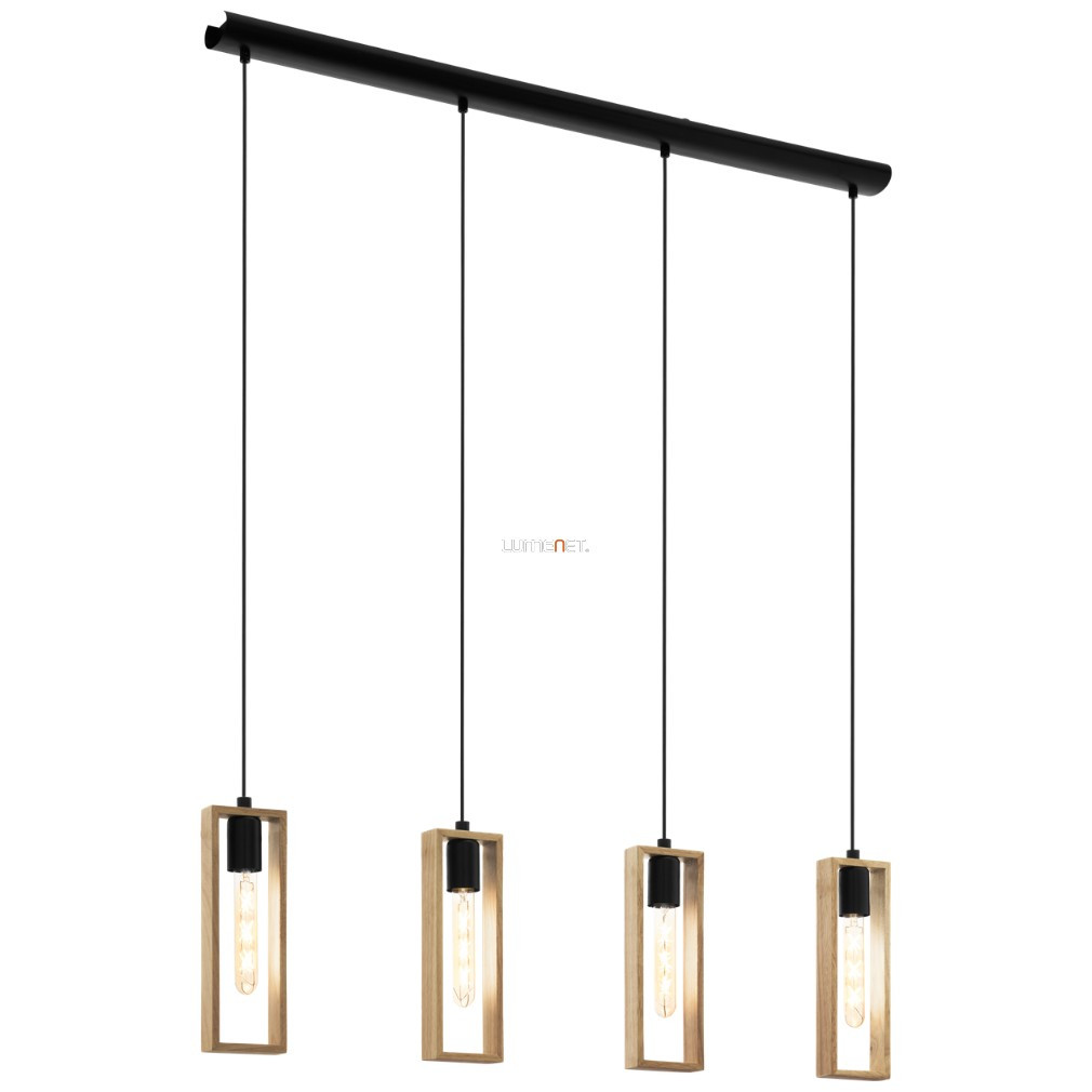 Lampa suspendată cu patru becuri, negru-lemn - Littleton Eglo 49475