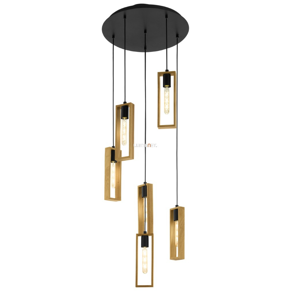 Candelabru modern cu șase becuri, cu rame din lemn - Littleton Eglo 49549
