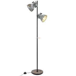   Lampă de podea cu comutator la picior, 158 cm, maro-negru - Barnstaple Eglo 49722, lemn, 2xE27 soclu