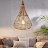 Lampă suspendată naturală în stil oriental, culoare maro lemn - Amsfield Eglo 49772