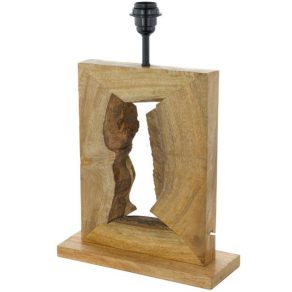  Lampă de masă cu bază din lemn sculptat, 41 cm - Ribadeo Eglo 49835, cu soclu 1xE27