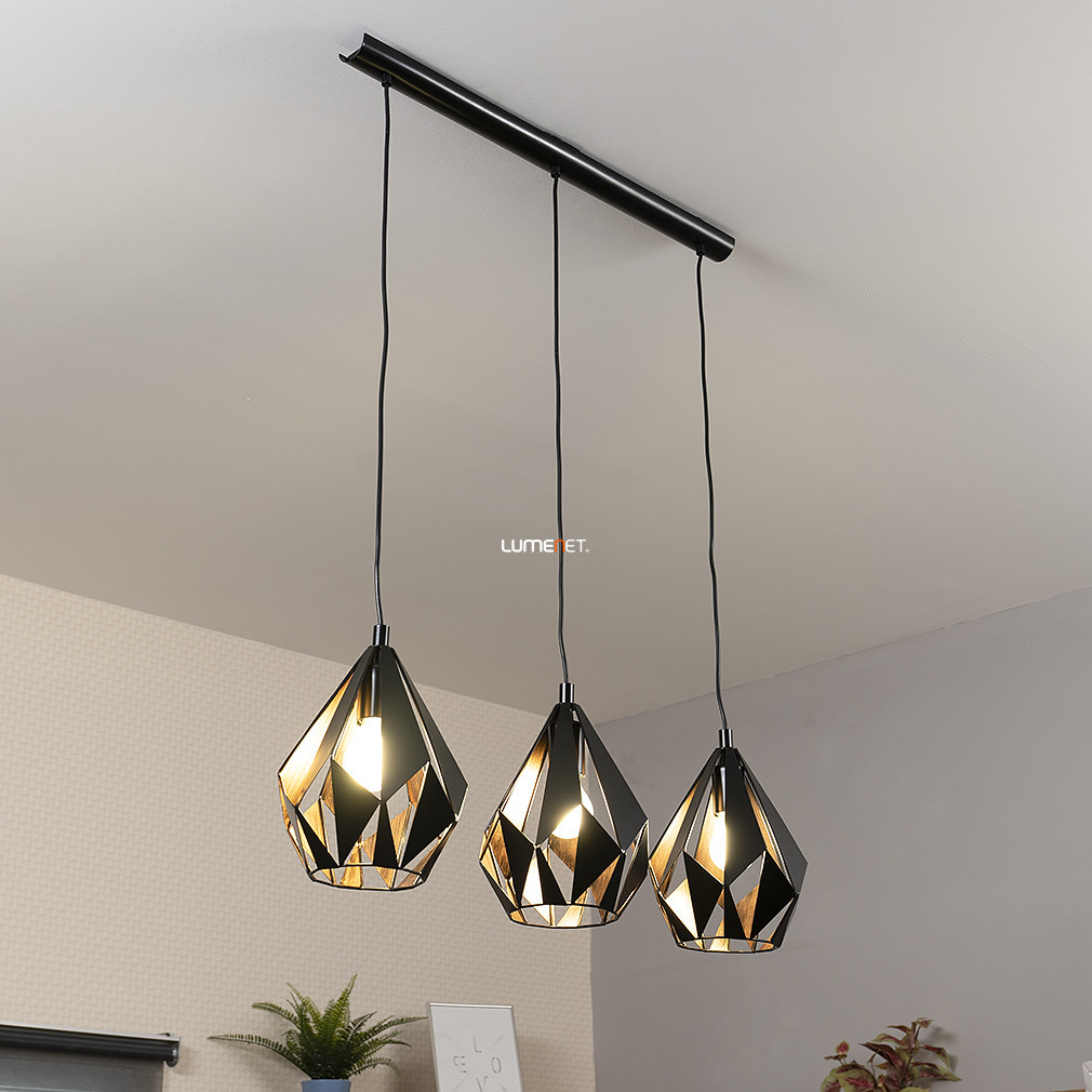 Lampa suspendată în culoarea negru-roșu-cupru, cu trei becuri - Carlton 1 Eglo 49991