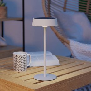   Lampă LED de masă pentru exterior, alimentată cu energie solară, reglabilă, albă, 31 cm, comutator tactil, priză USB - Simeri Eglo 75877, 250 lm, 3000-6000 K, temperatură de culoare și luminozitate reglabile, 3 W, 5 V, IP44