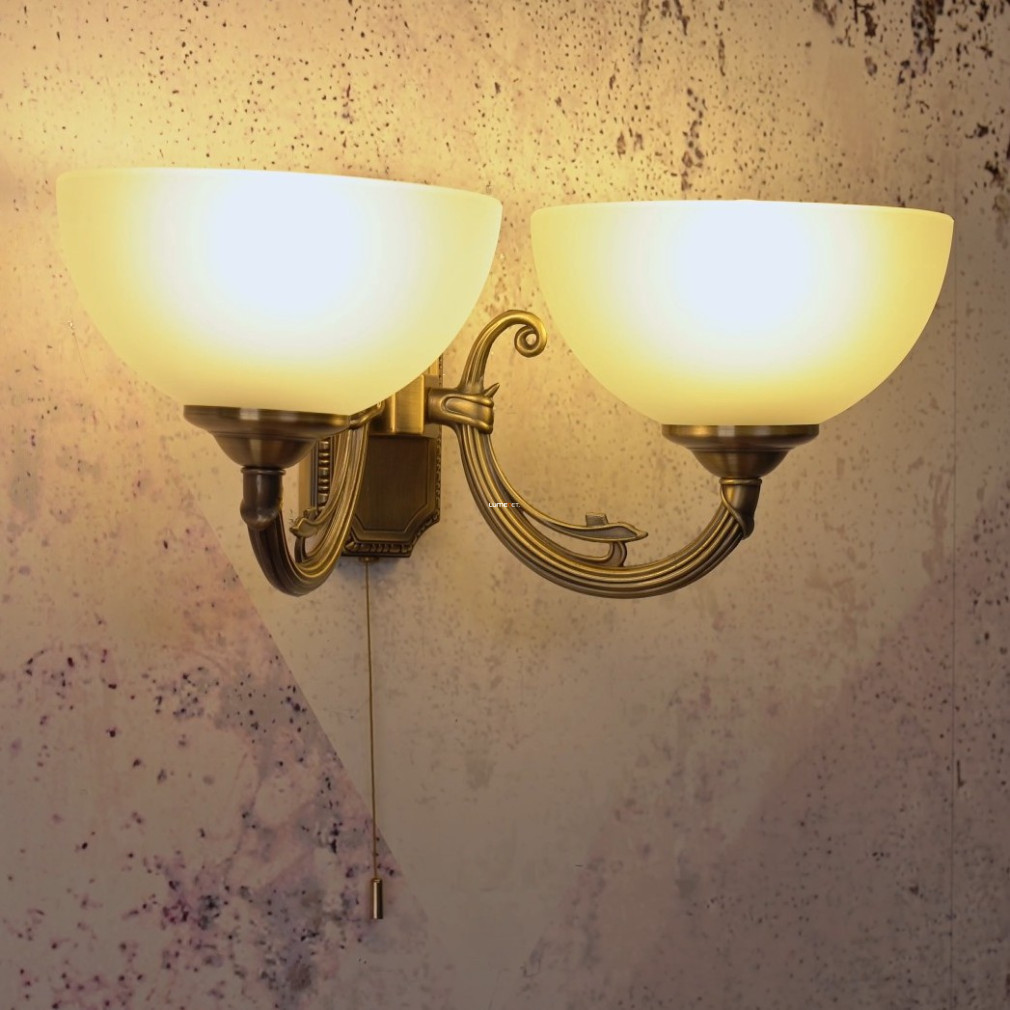 Lampa de perete cu întrerupător și două prize, culoare alb-bronz - Savoy Eglo 82752