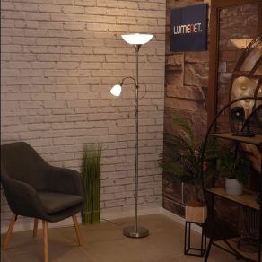   Lampă de tavan 177 cm, culoare alb-nichel - Up Eglo 82842, întrerupător pe cablu, 1xE27+1xE14 soclu