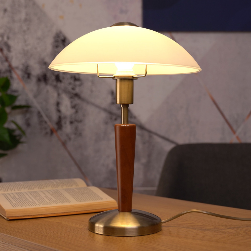 Lampa de masă din lemn de nuc, 35 cm - Solo 1 Eglo 87256 - comutator tactil, comutator cu reglaj de intensitate, 1xE14 soclu