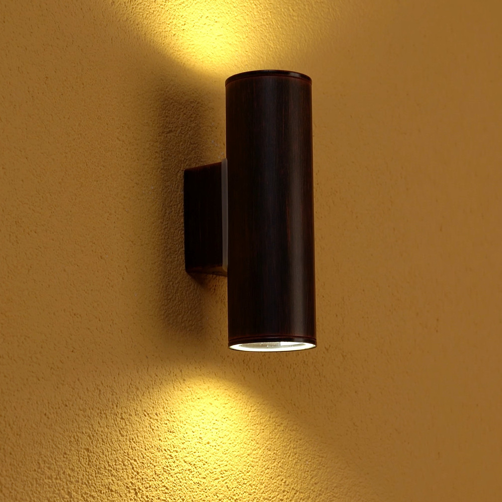 Lampa de perete pentru exterior cu două becuri, culoare maro-lemn - Riga Eglo 94105