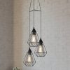 Lampă suspendată cu trei socluri, negru - Tarbes Eglo 94191