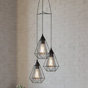   Lampă suspendată cu trei socluri, negru - Tarbes Eglo 94191