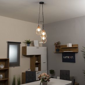   Lampă suspendată în cupru roșu cu trei socluri - Tarbes Eglo 94196