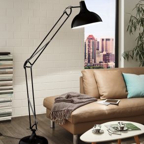   Lampă de podea cu întrerupător la picior, 190 cm, alb-negru - Borgillio Eglo 94698, cu soclu 1xE27