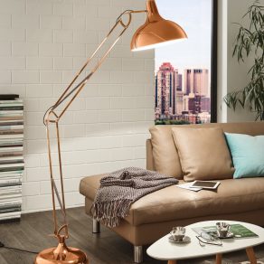   Lampă de podea cu comutator la picior, 190 cm, cupru roșu - Borgillio Eglo 94705, cu soclu 1xE27