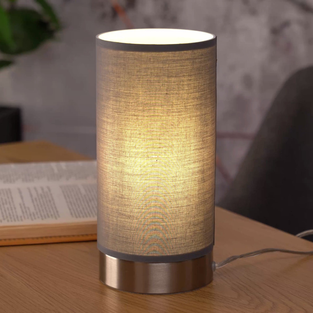 Lampa de noptie din textil, culoare gri, 25 cm - Pasteri Eglo 95119 - intensitate reglabilă cu întrerupător, 1xE27 soclu