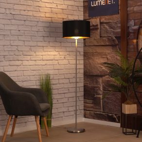   Lampă de podea cu comutator la picior, 151 cm, negru și auriu - Maserlo Eglo 95169, textil, 1xE27 soclu