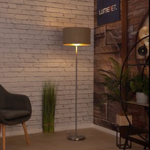   Lampă de podea cu comutator la picior, 151 cm, culoare maro-auriu - Maserlo Eglo 95171, textilă, cu soclu 1xE27