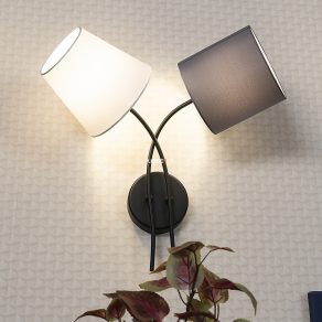   Aplică din material textil în culori alb și gri, cu două prize - Almeida Eglo 95193