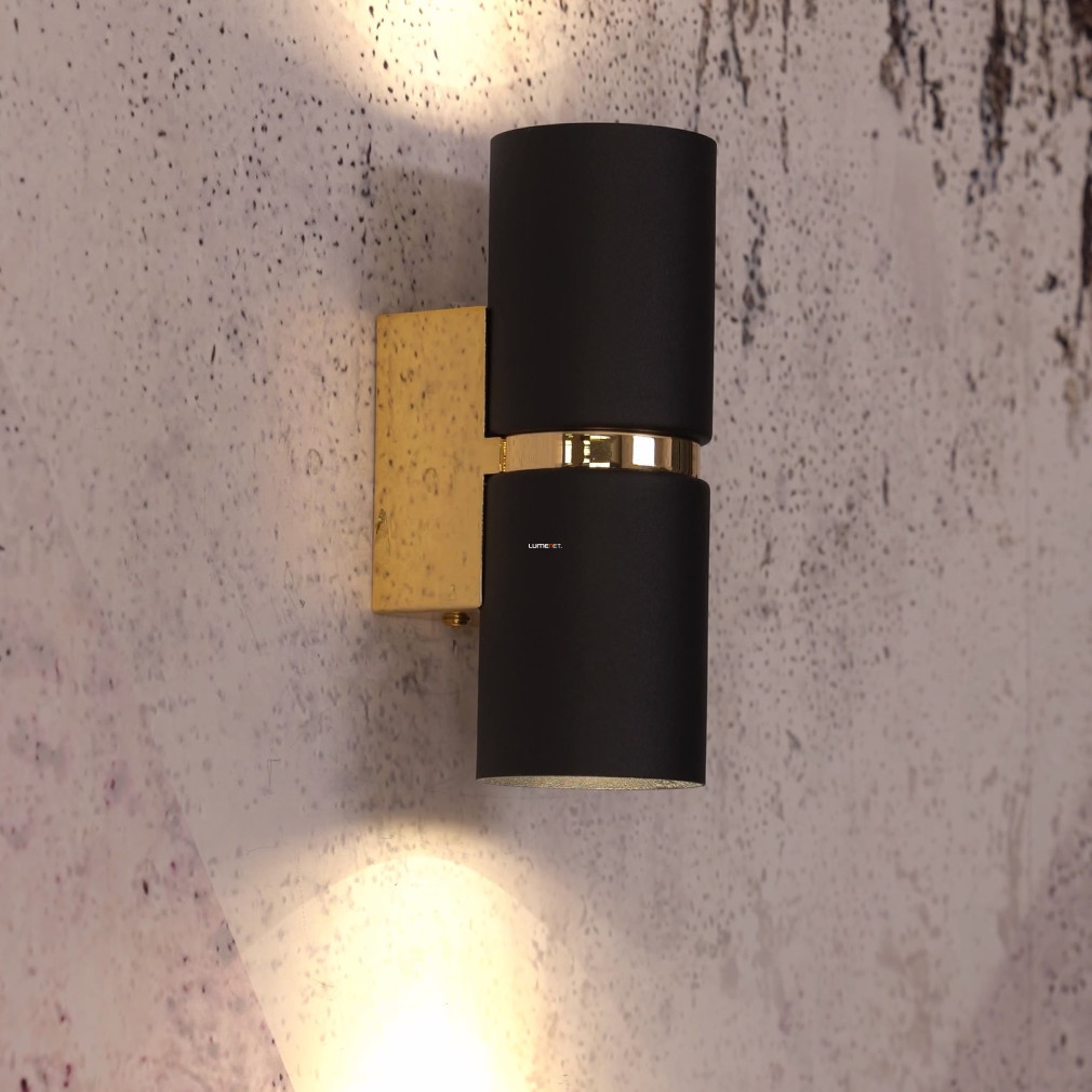 Aplică de perete cu două becuri, 17 cm, negru-auriu - Passa Eglo 95364
