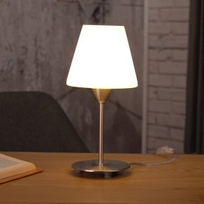   Lampă de noptieră, 30 cm - Damasco Eglo 95785, nichel, albă, cu soclu 1xE14